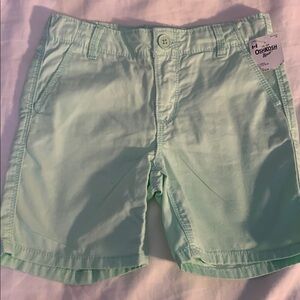 Osh Kosh mint green cotton zip front shorts Unisex NWT